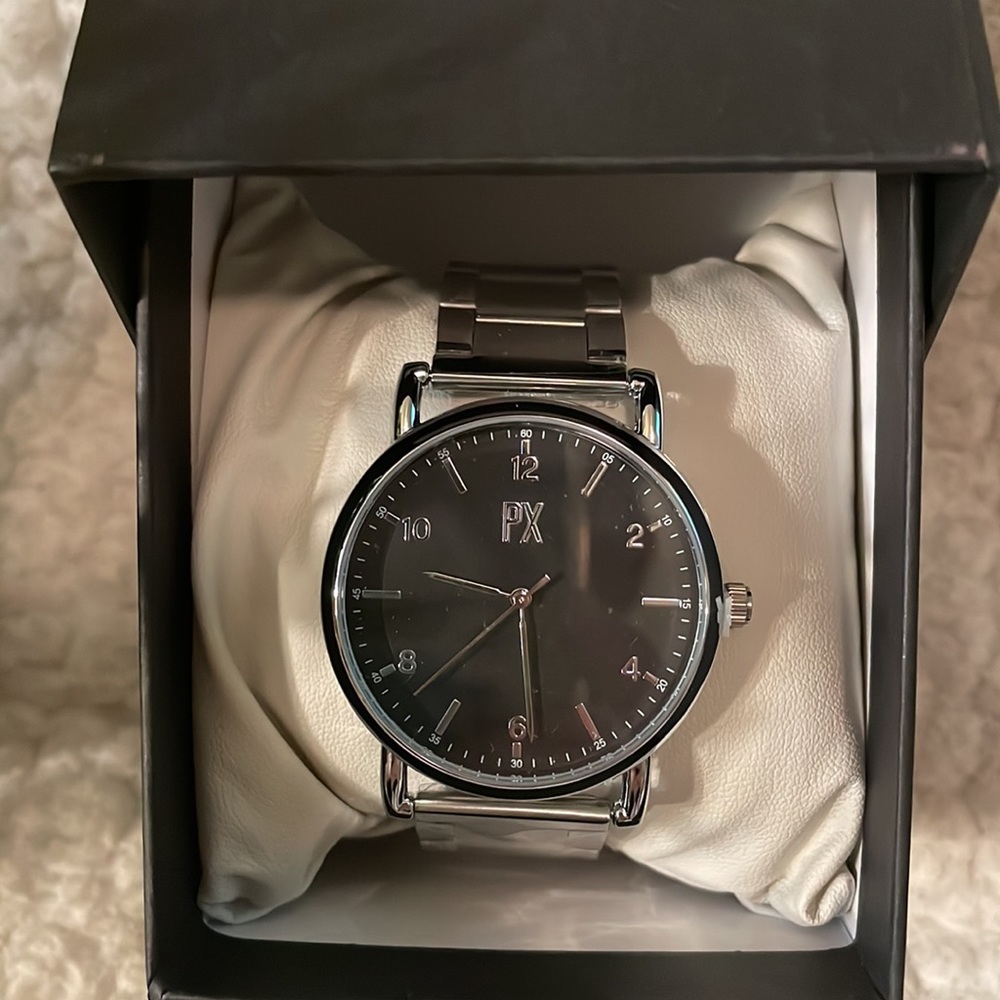 PX Silver Arctic Watch with Black Dial